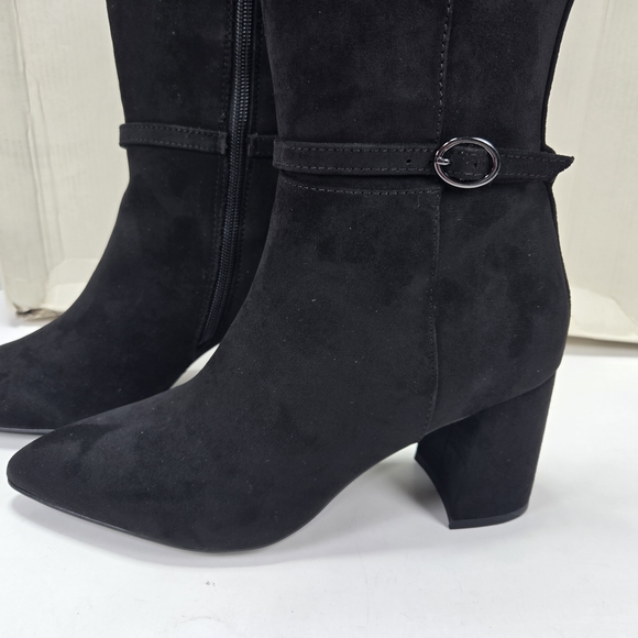 Anne Klein Bernice Black Suede Knee-High Riding Boots Women's Size 7 1/2 7.5 - Picture 6 of 13